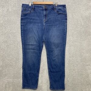 Old Navy Power Straight Jeans Women 18 Blue Denim Medium Wash High Rise Classic